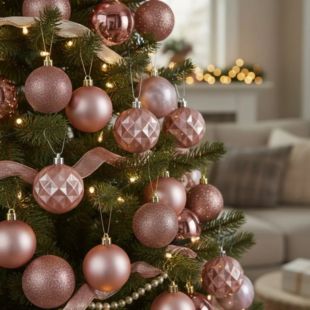 Pink Matte, Shiny And Glitter Ball Christmas Ornaments Holiday Decor 50 Count